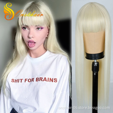 ONST Long Straight Synthetic Wig with Bangs for White /Black Women Nature Black Wigs Cosplay Female Hair Wig